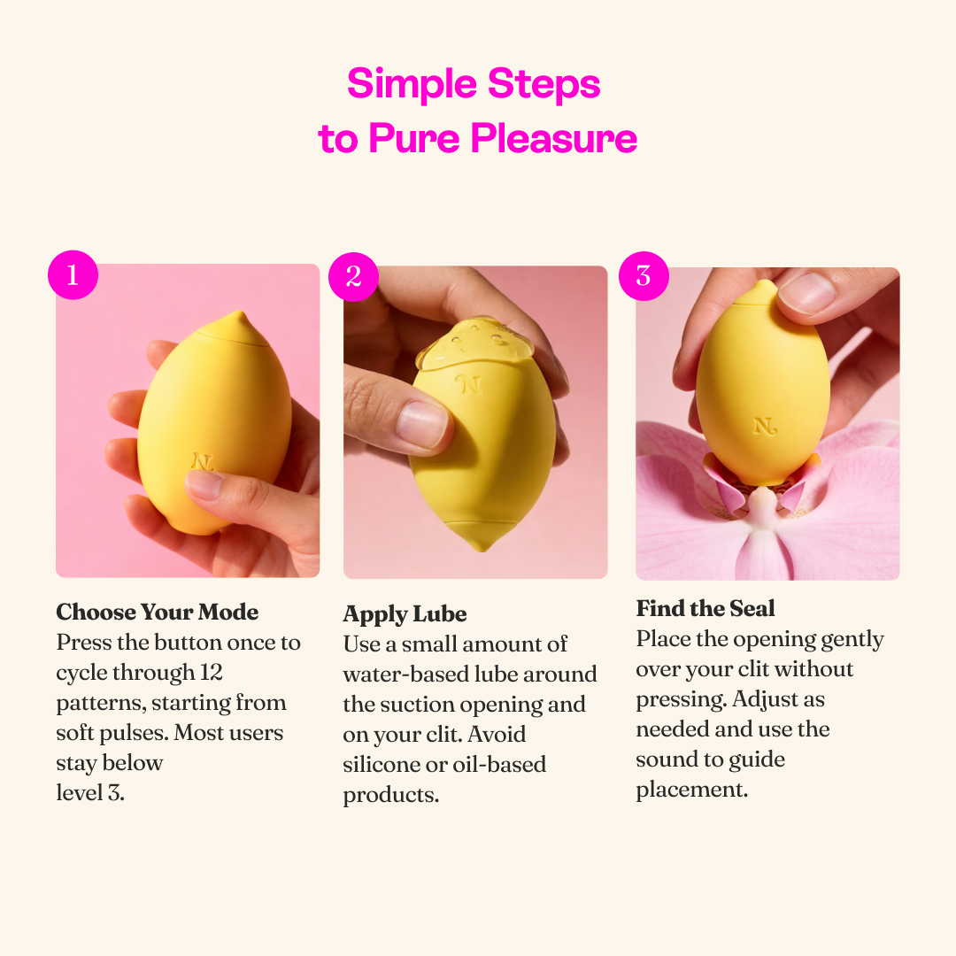 Simple Steps to Pure Pleasure — 3-step visual guide for using Nancy Lem